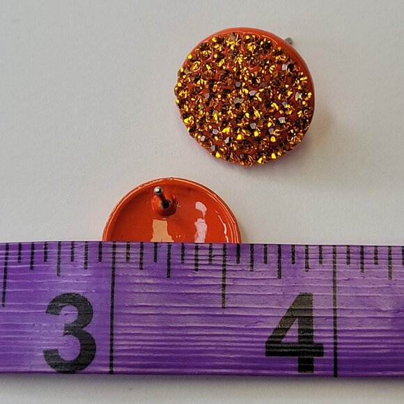 Red Rhinestones Small Earrings - Picture 4 of 6